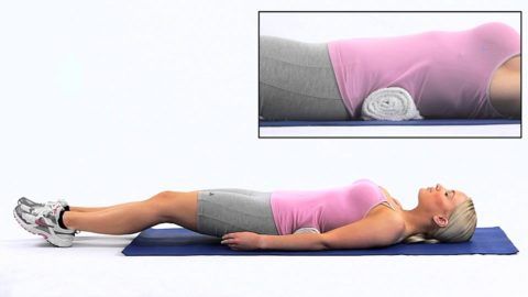 Для упражнений в ИП: лежа на спине, - понадобятся валики и подушечка