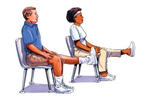 На фото показано, как нужно выполнять упражнения, сидя на стуле
